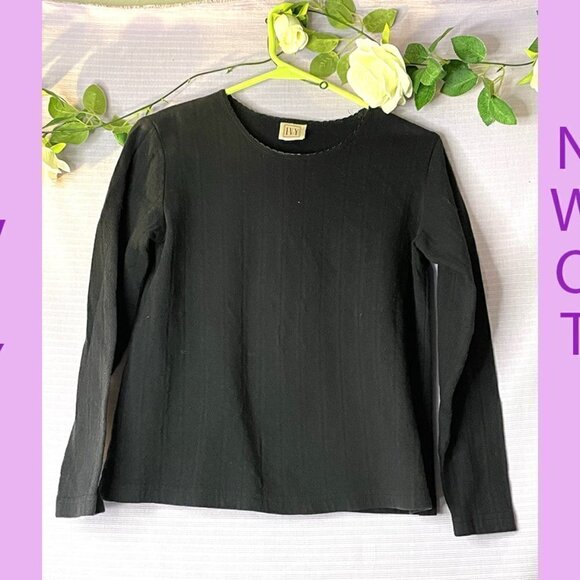 DAILY 3 For $25 NWOT I.V.Y SIZE SMALL DARK BLUE LONG SLEEVE TEE 100% COTTON - Picture 5 of 14